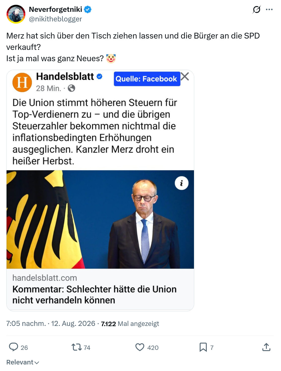 Neverforgetniki: Merz hat sich über den Tisch...