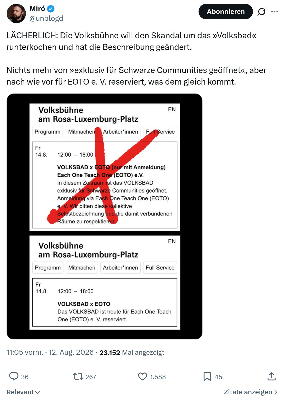 Miro Wolsfeld: LÄCHERLICH...
