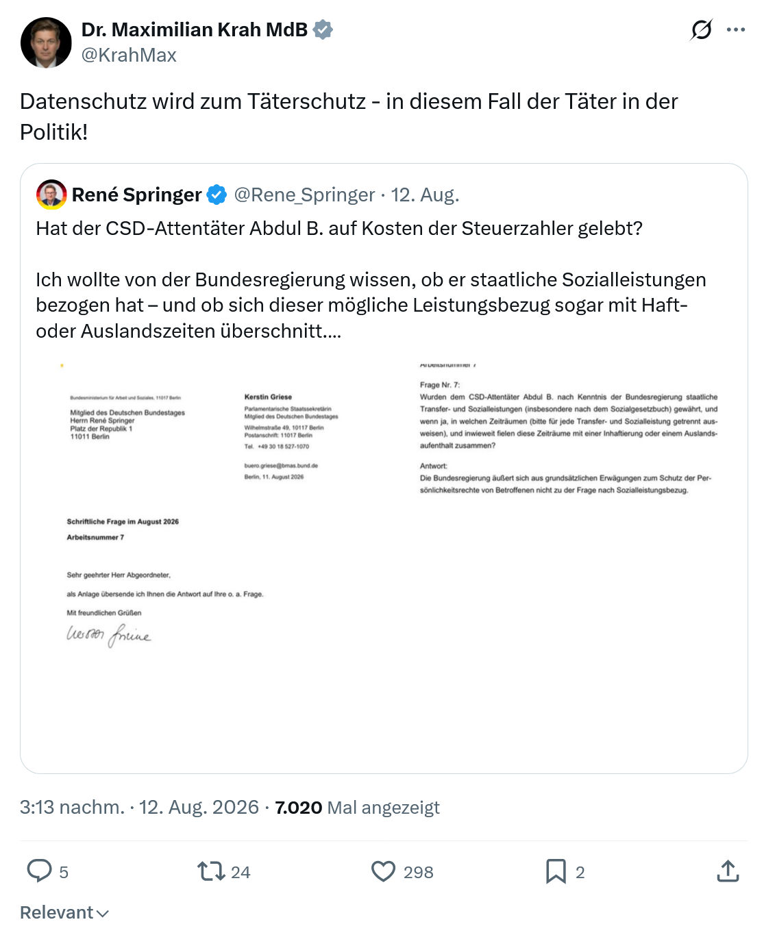 Maximilian Krah: Datenschutz wird zum Täterschutz...