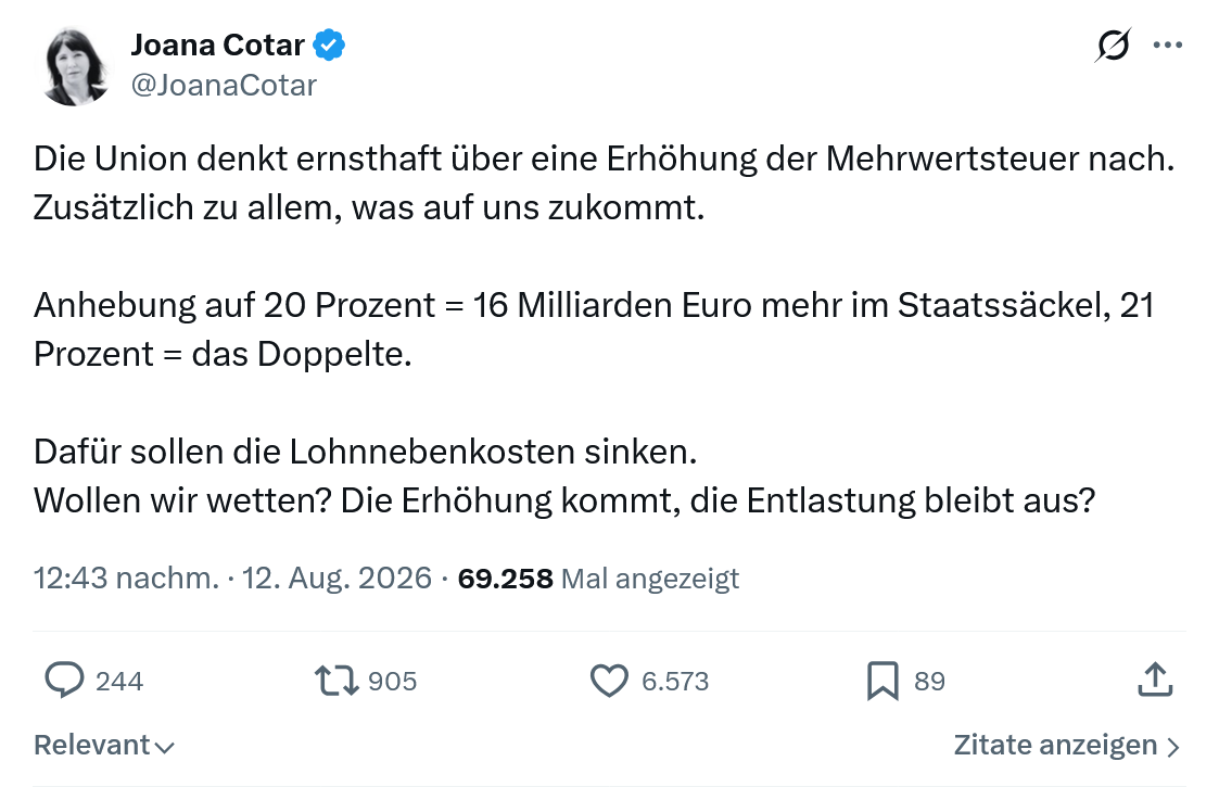 Joana Cotar: Die Union denkt ernsthaft...