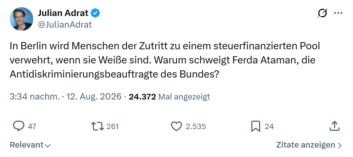 Julian Adrat: In Berlin wird Menschen der Zutritt...