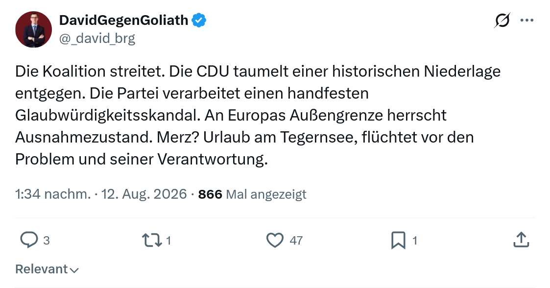 David Gegen Goliath: Die Koalition streitet...