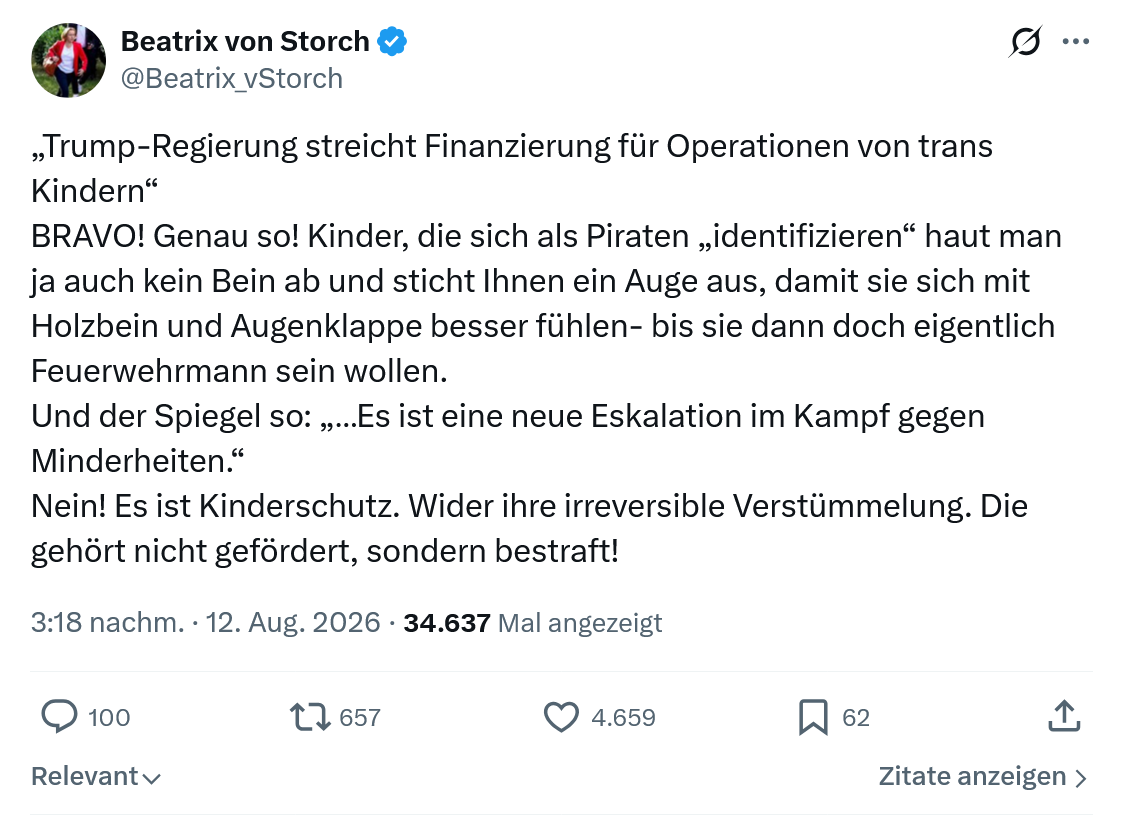 Beatrix von Storch: Trump-Regierung streicht Finanzierung...