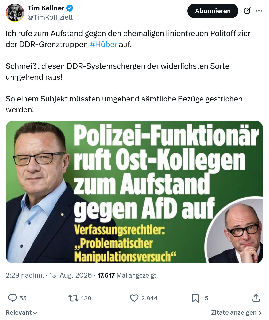Tim Kellner: Ich rufe zum Aufstand...