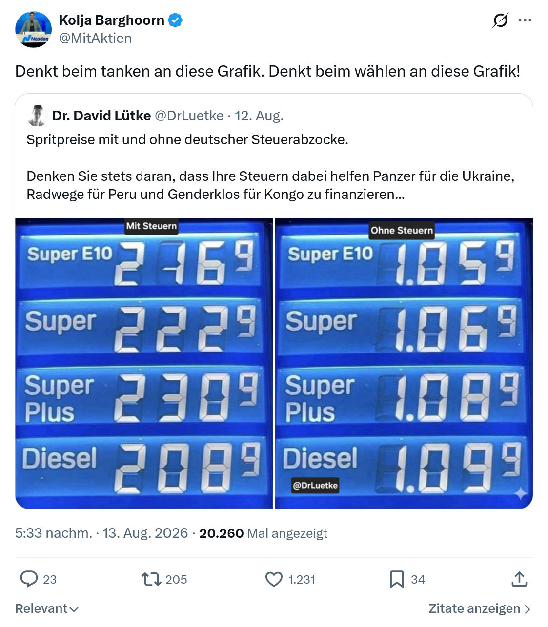 Kolja Barghoorn: Denkt beim tanken...