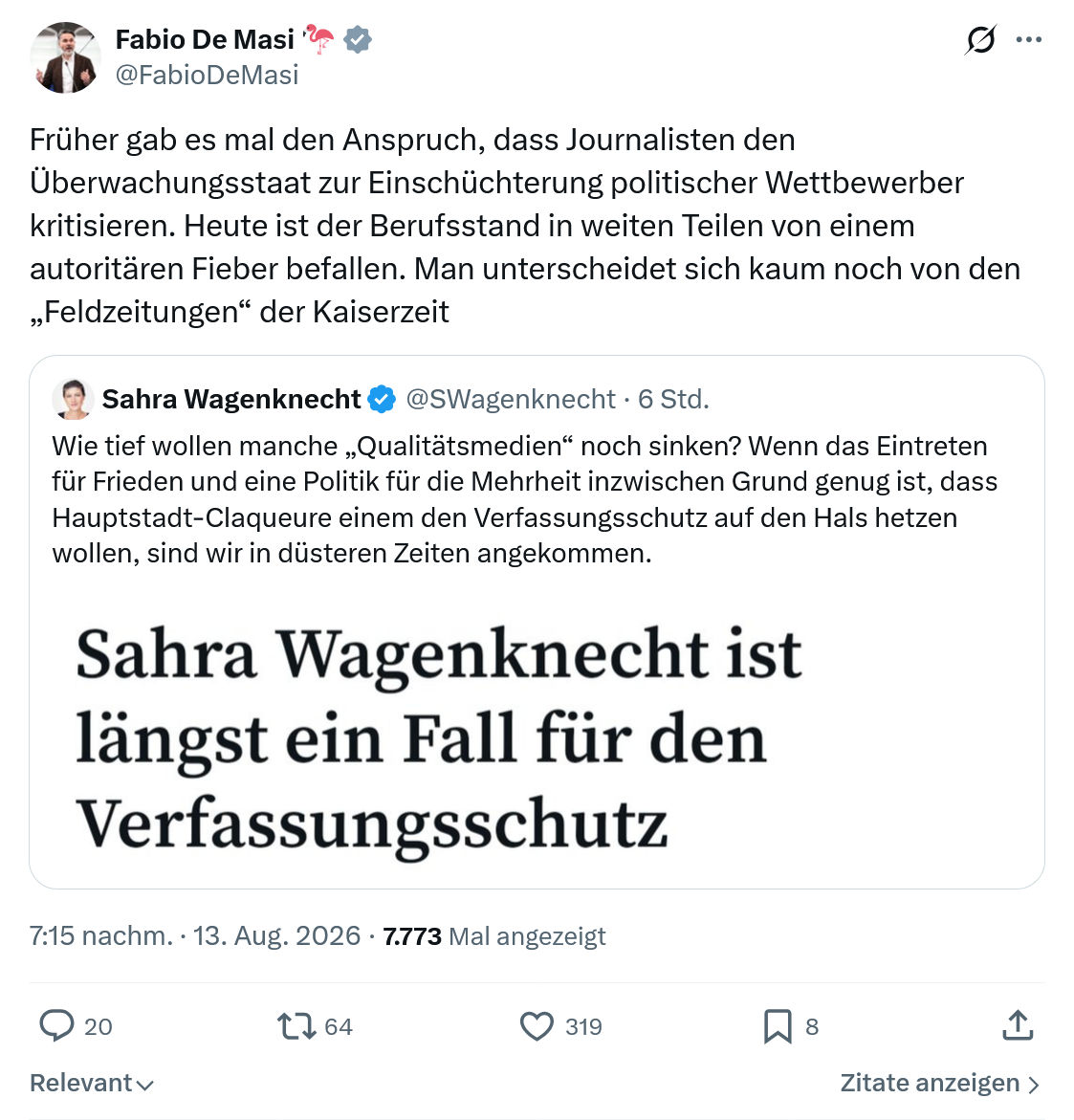 Fabio De Masi: Früher gab es mal den Anspruch...