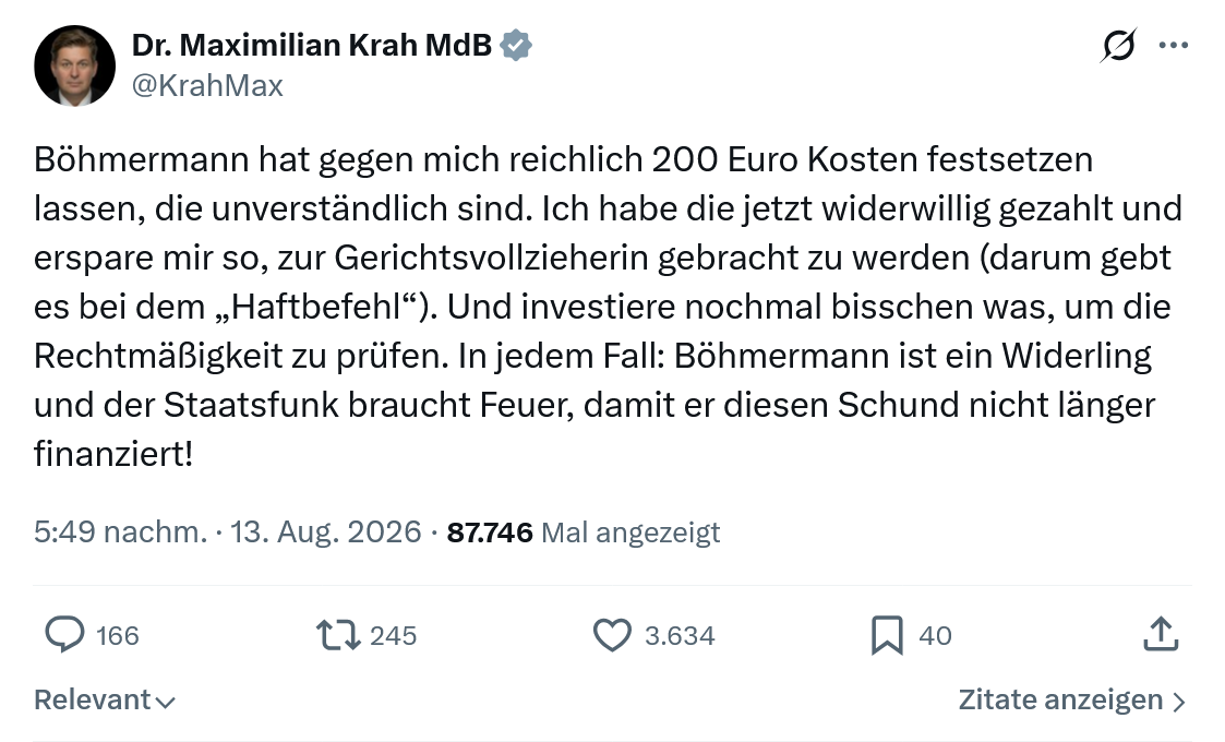 Maximilian Krah: Böhmermann hat gegen mich reichlich...