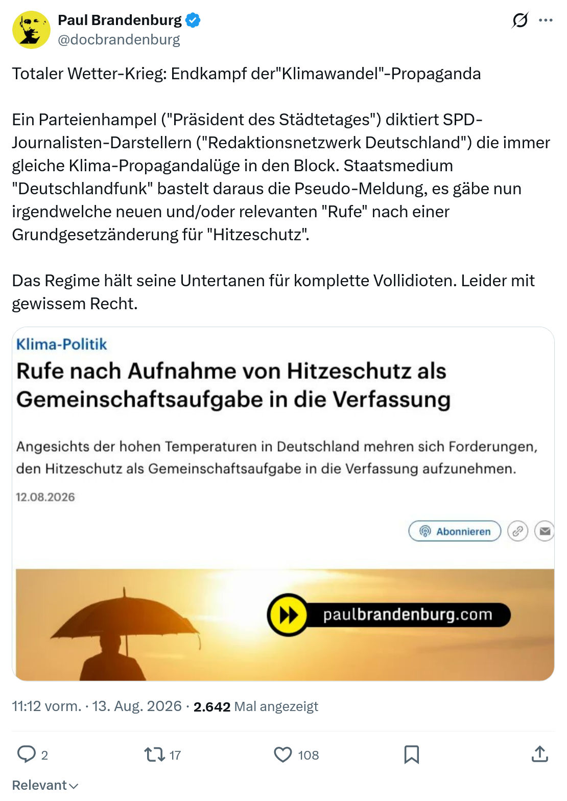Paul Brandenburg: Totaler Wetter-Krieg...