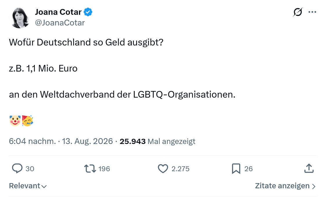 Joana Cotar: Wofür Deutschland so Geld ausgibt...