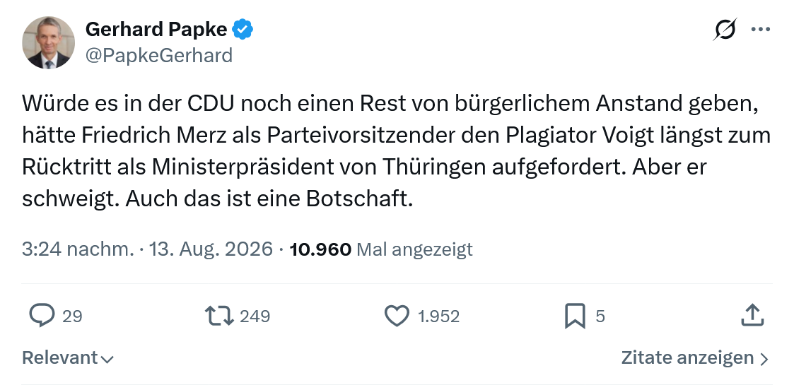 Gerhard Papke: Würde es in der CDU noch einen Rest...