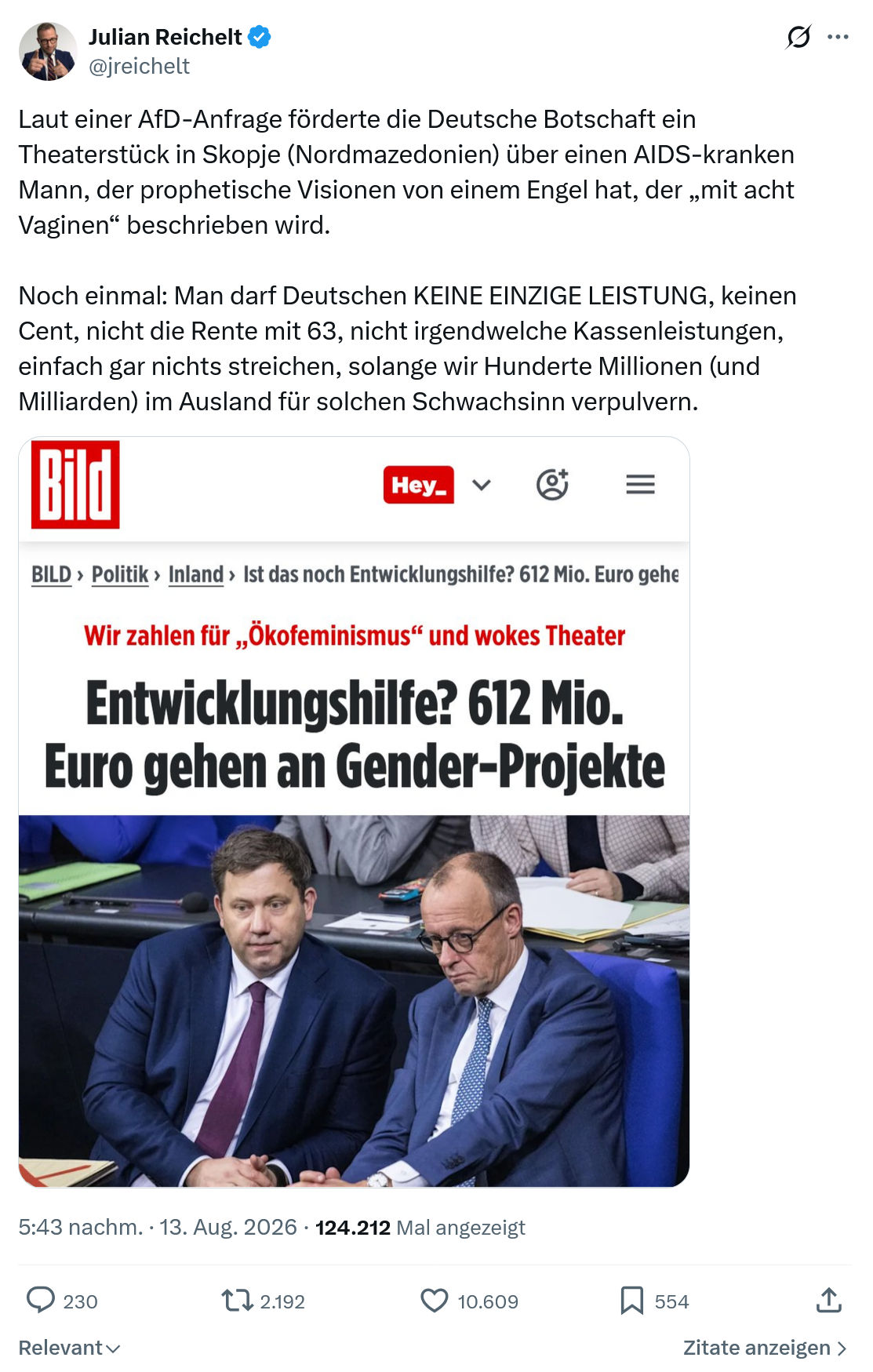 Julian Reichelt: Laut einer AfD-Anfrage...