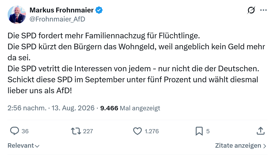 Markus Frohnmaier: Die SPD fordert mehr Familiennachzug...