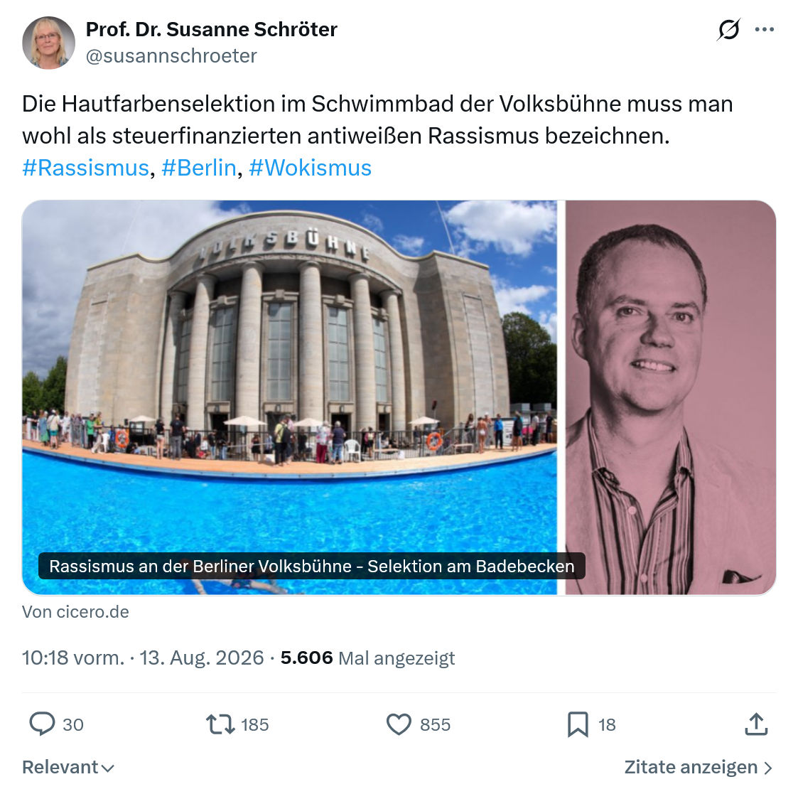 Susanne Schröter: Die Hautfarbenselektion im Schwimmbad...