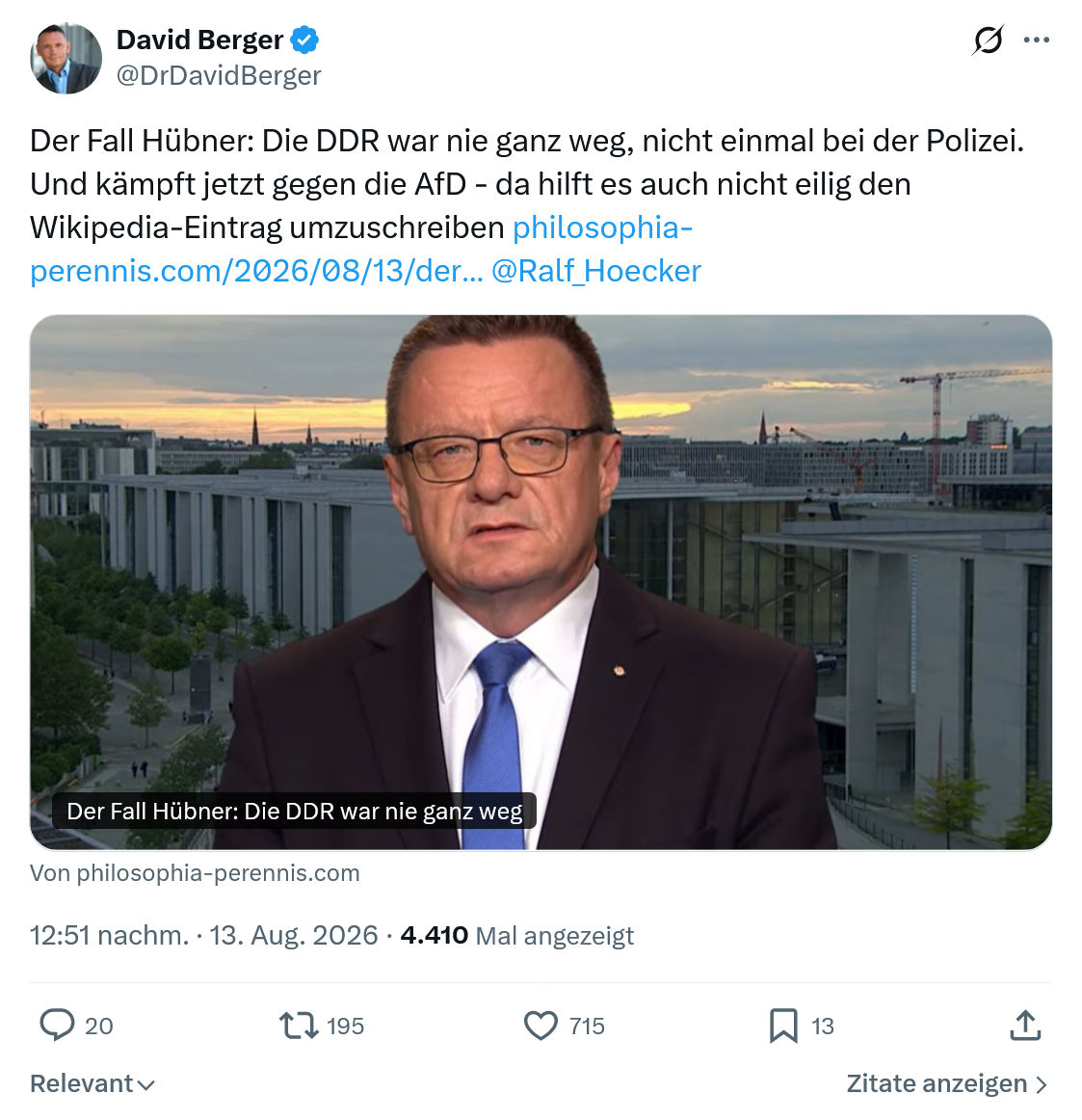 David Berger: Der Fall Hübner...