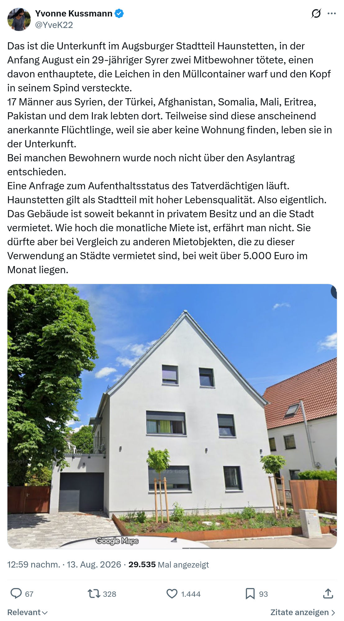 Yvonne Kussmann: Das ist die Unterkunft...