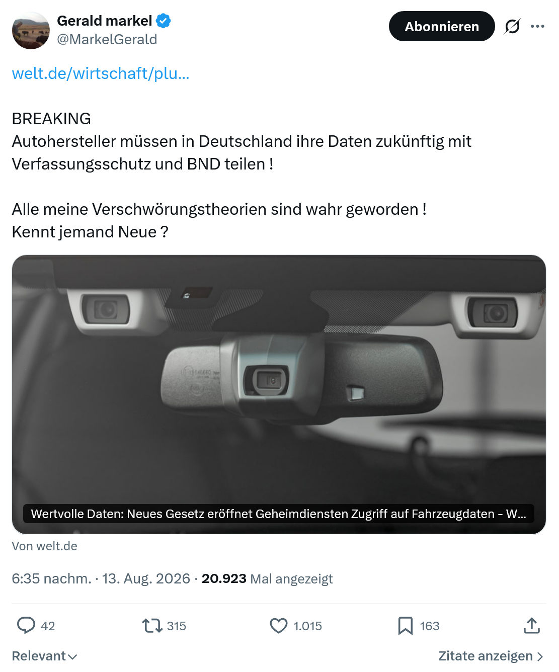 Gerald Markel: BREAKING...