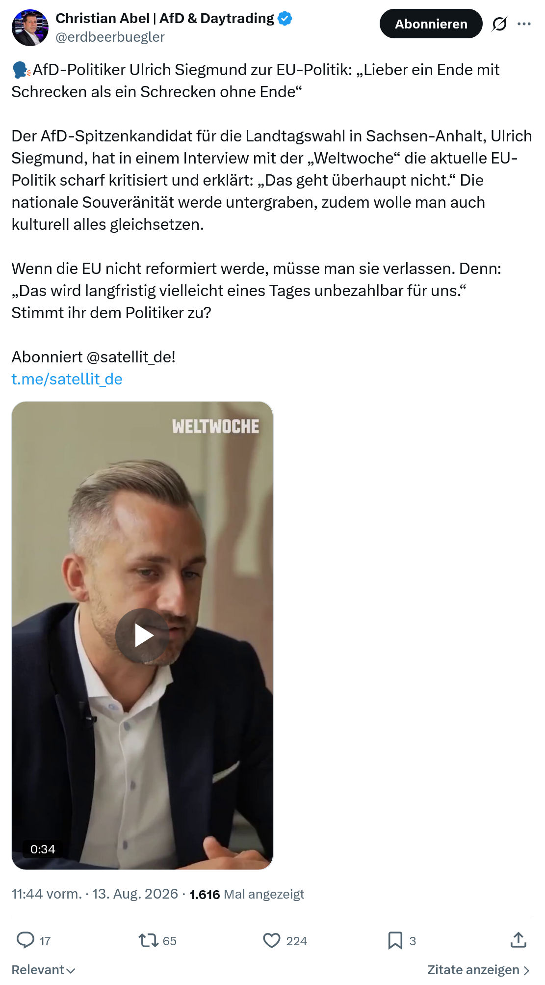 Christian Abel: AfD-Politiker Ulrich Siegmund...