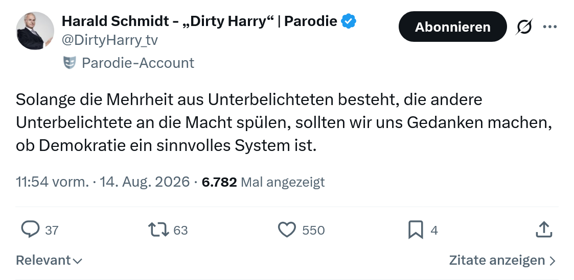Harald Schmidt: Solange die Mehrheit...