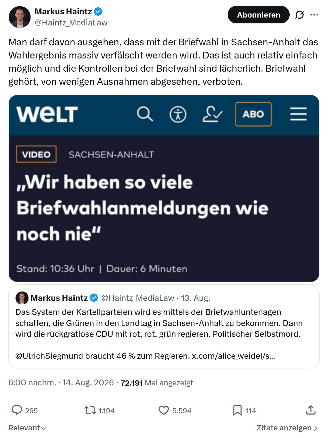 Markus Haintz: Man darf davon ausgehen...