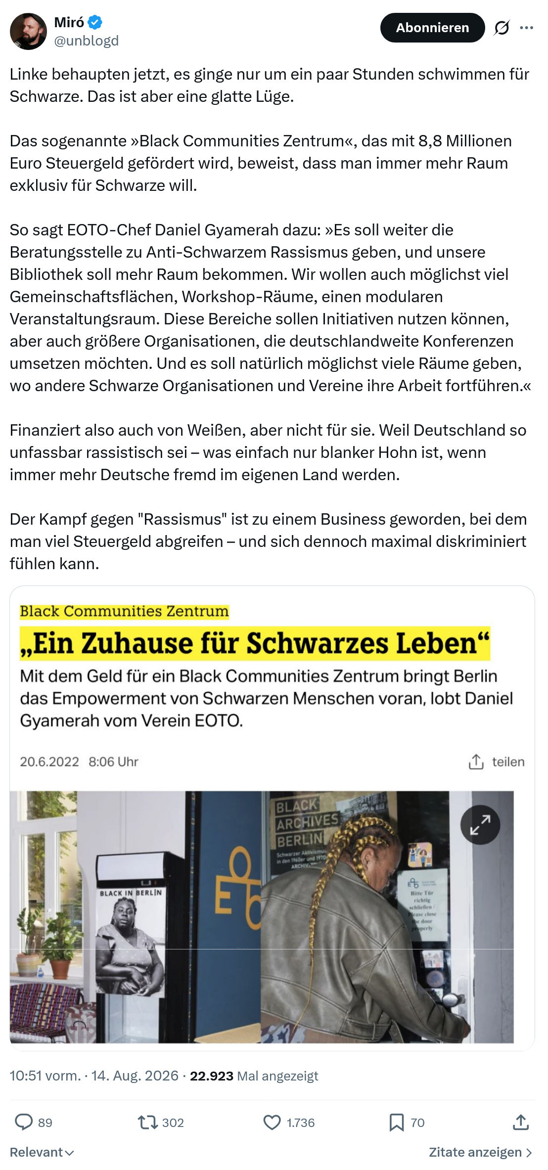 Miro Wolsfeld: Linke behaupten jetzt...