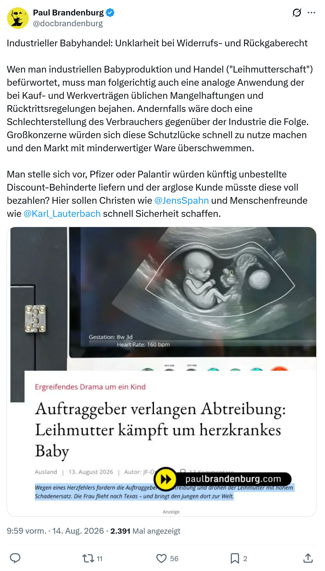 Paul Brandenburg: Industrieller Babyhandel...