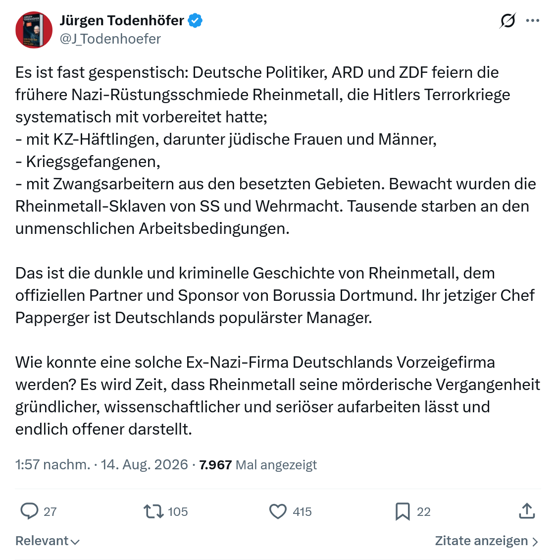 Jürgen Todenhöfer: Es ist fast gespenstisch...