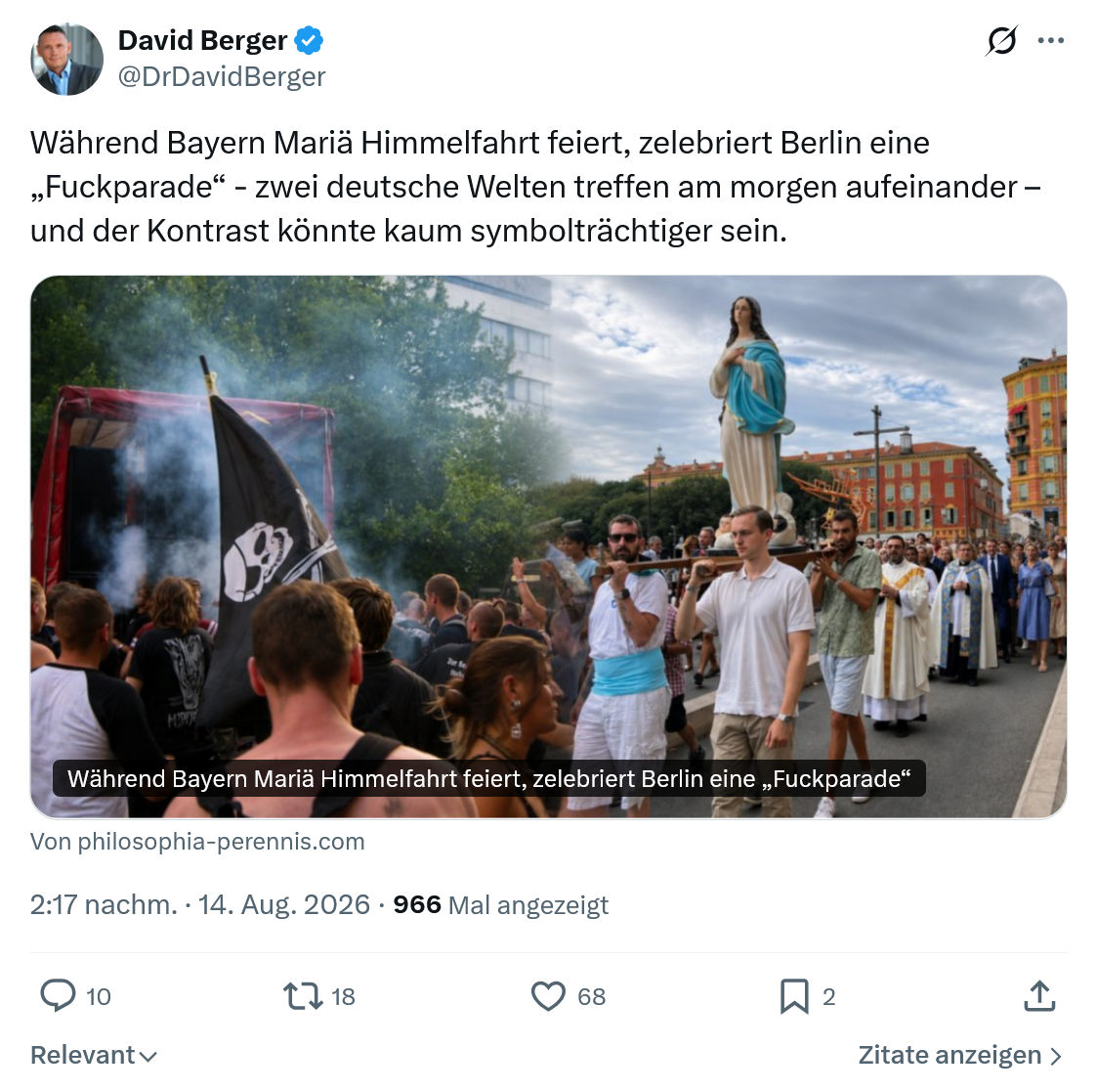 David Berger: Während Bayern Mariä Himmelfahrt...