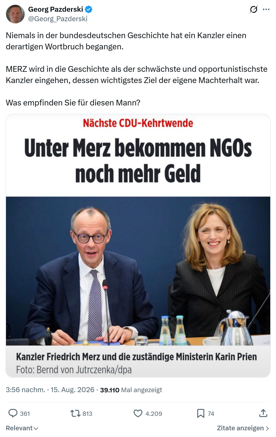 Georg Pazderski: Niemals in der bundesdeutschen...
