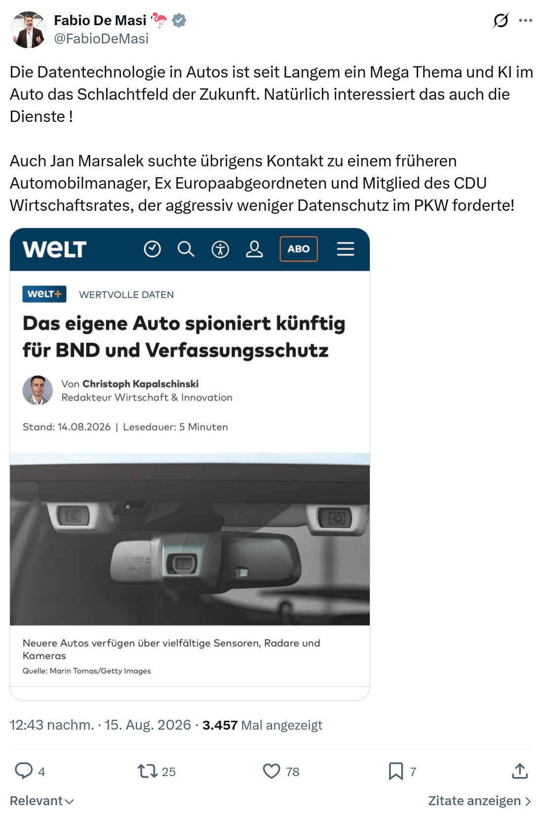 Fabio De Masi: Die Datentechnologie in Autos...