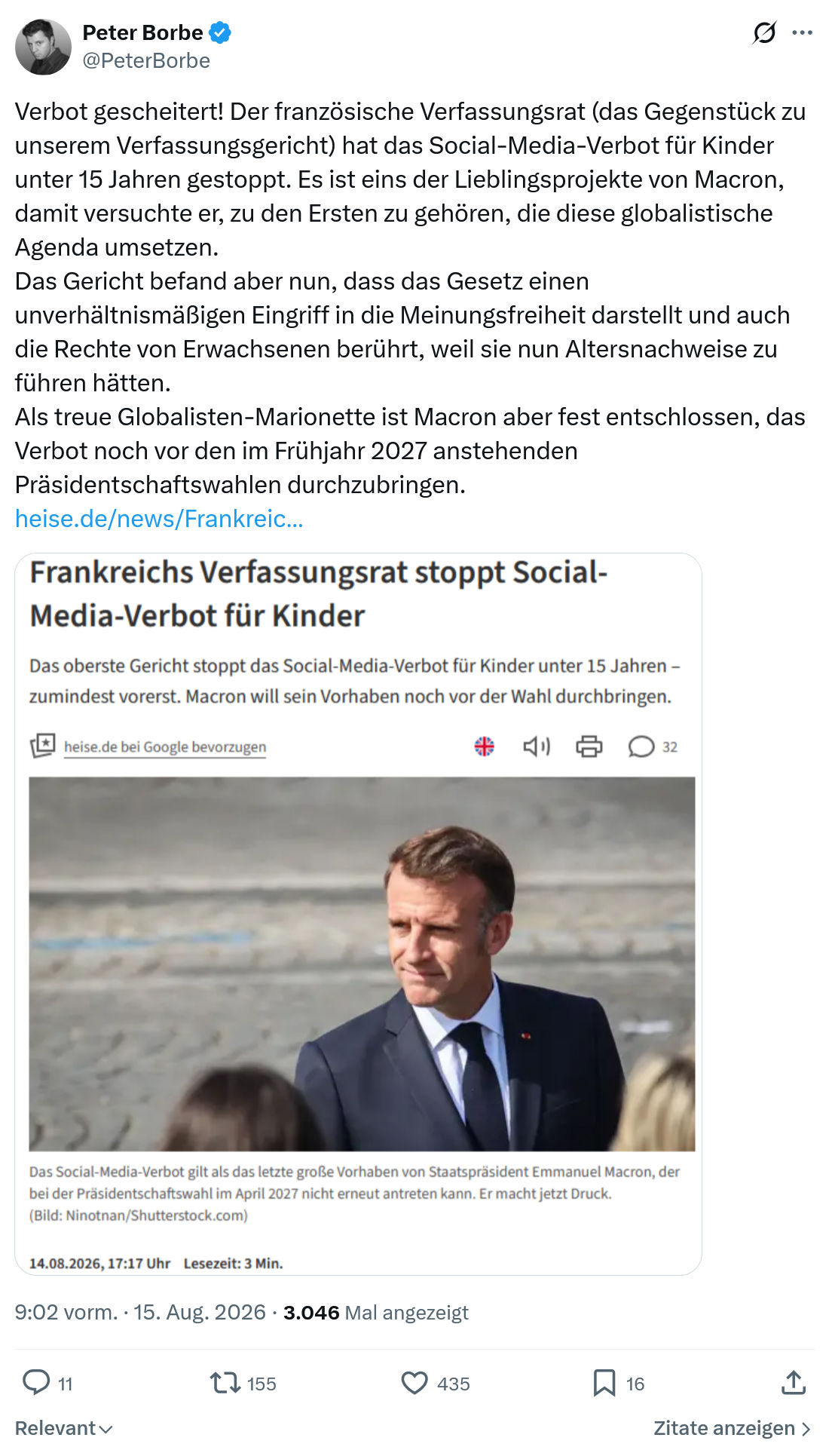 Peter Borbe: Verbot gescheitert...