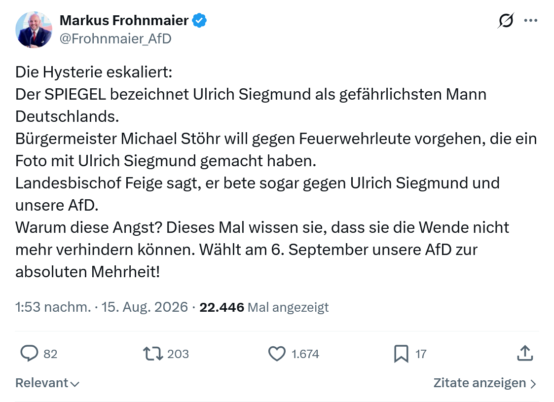 Markus Frohnmaier: Die Hysterie eskaliert...