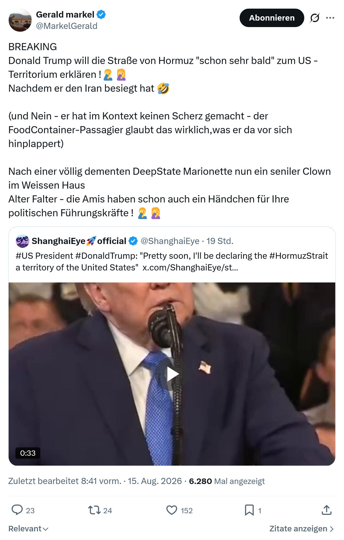 Gerald Markel: BREAKING...