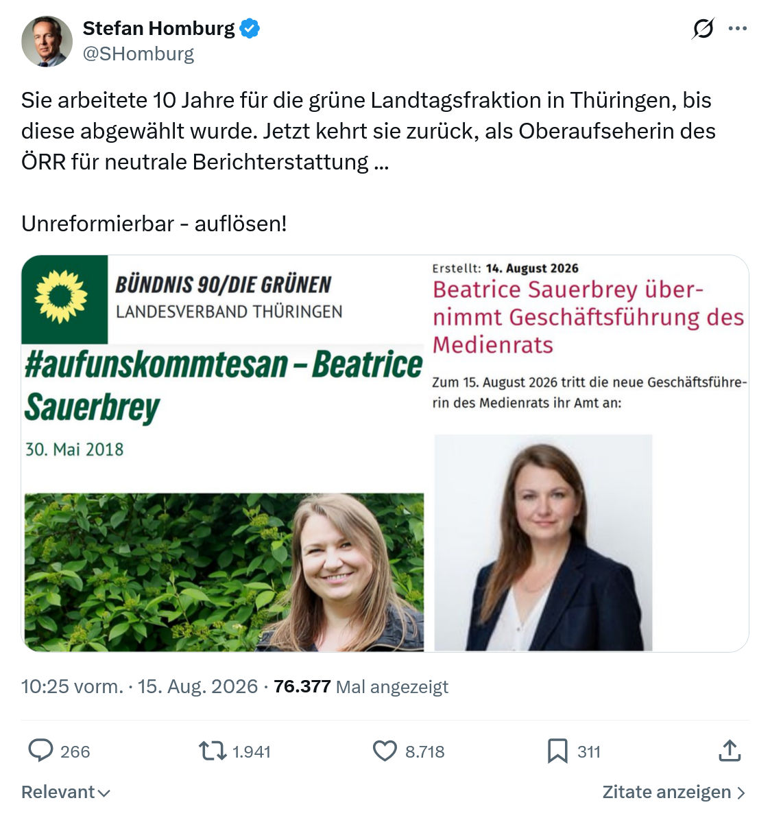 Stefan Homburg: Sie arbeitete 10 Jahre...