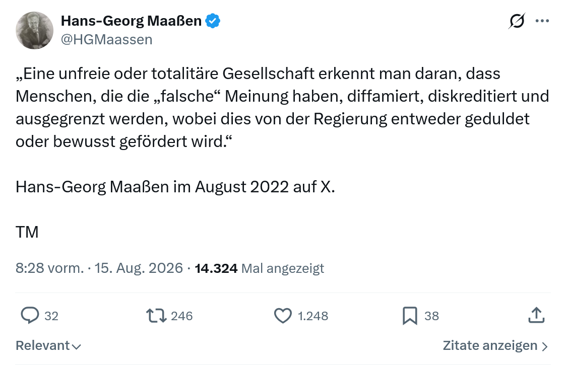 Hans-Georg Maaßen: Eine unfreie oder totalitäre...