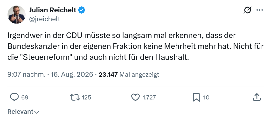 Julian Reichelt: Irgendwer in der CDU müsste...