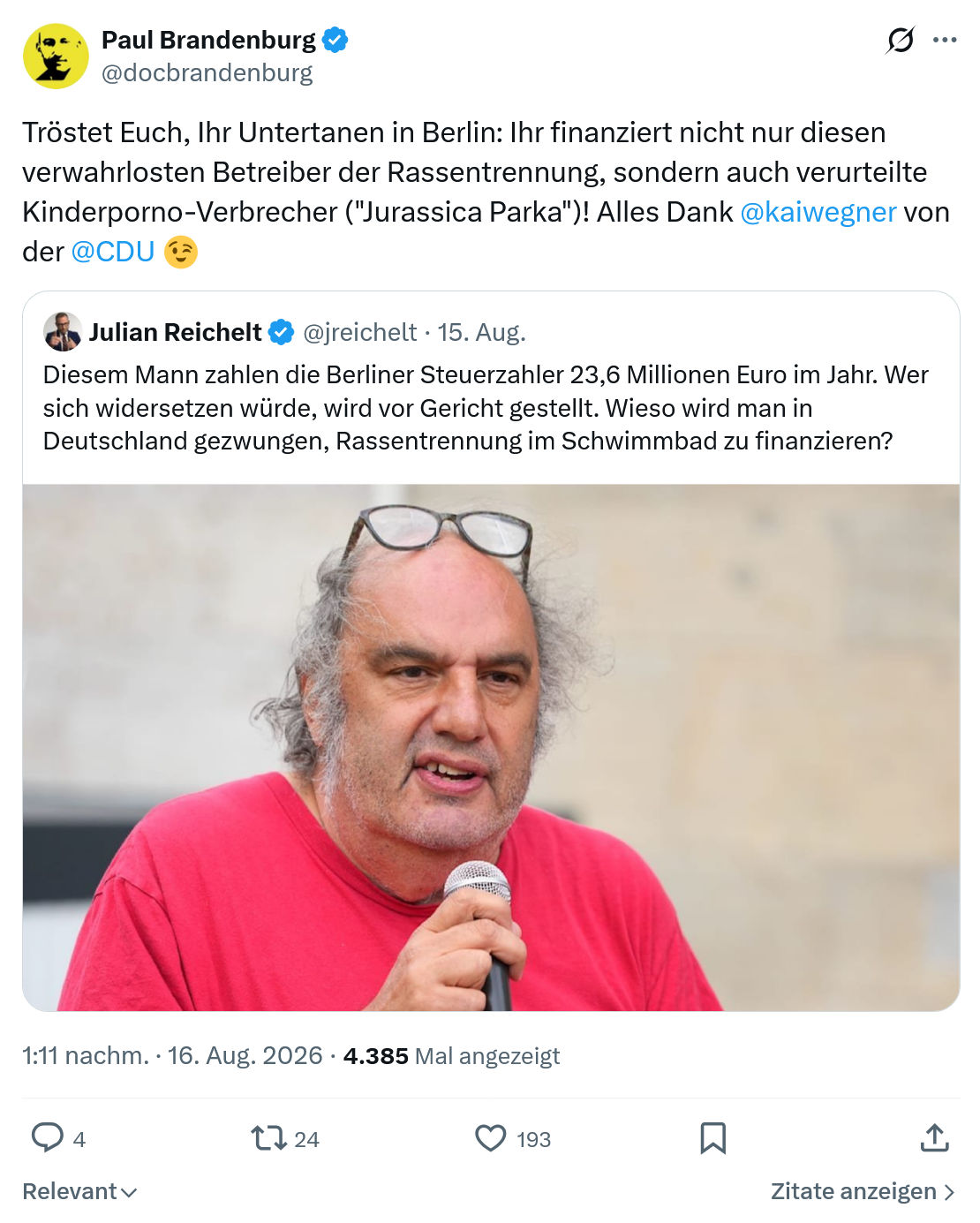 Paul Brandenburg: Tröstet Euch, Ihr Untertanen in Berlin...