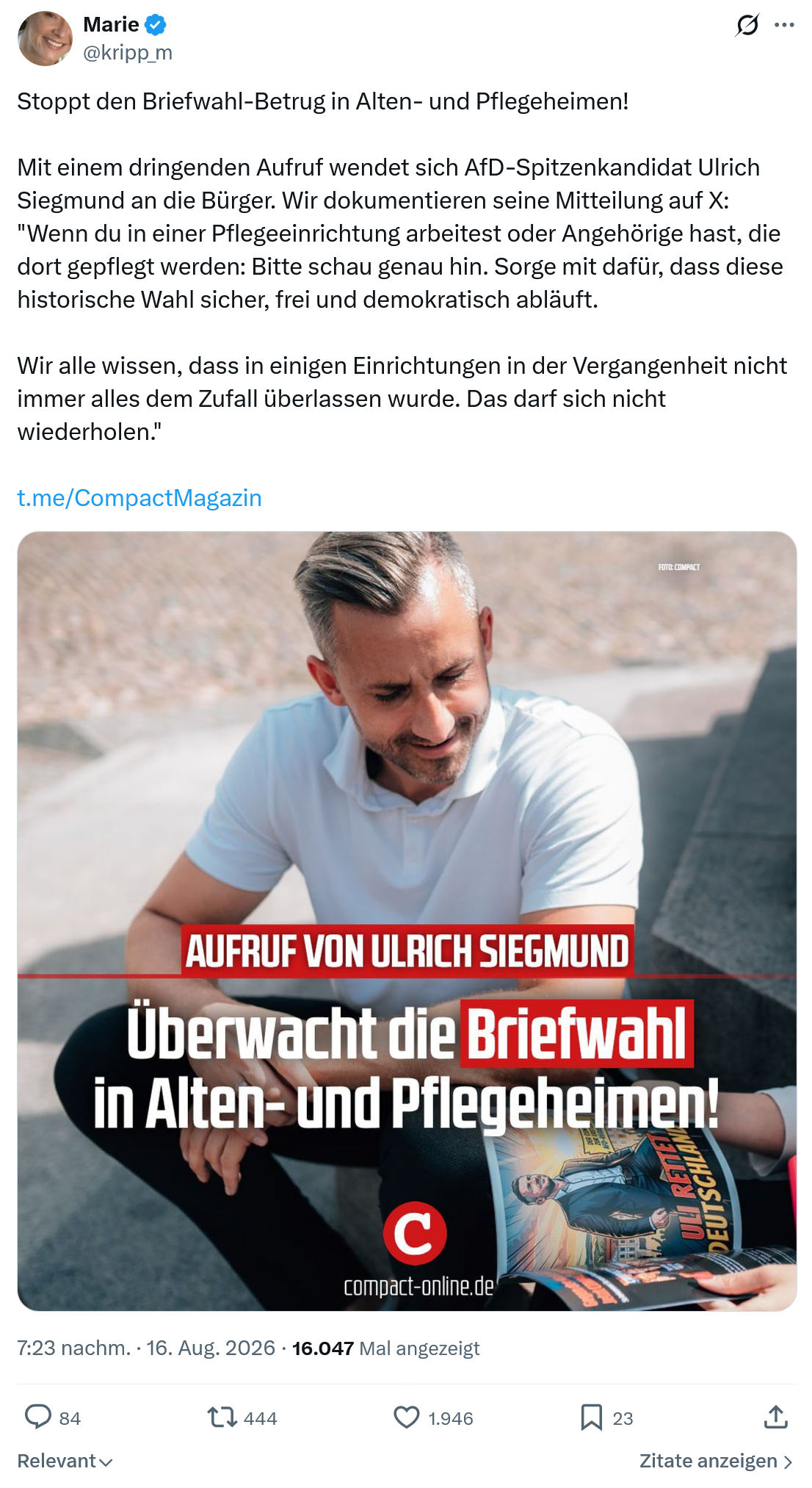 Marie kripp: Stoppt den Briefwahl-Betrug...