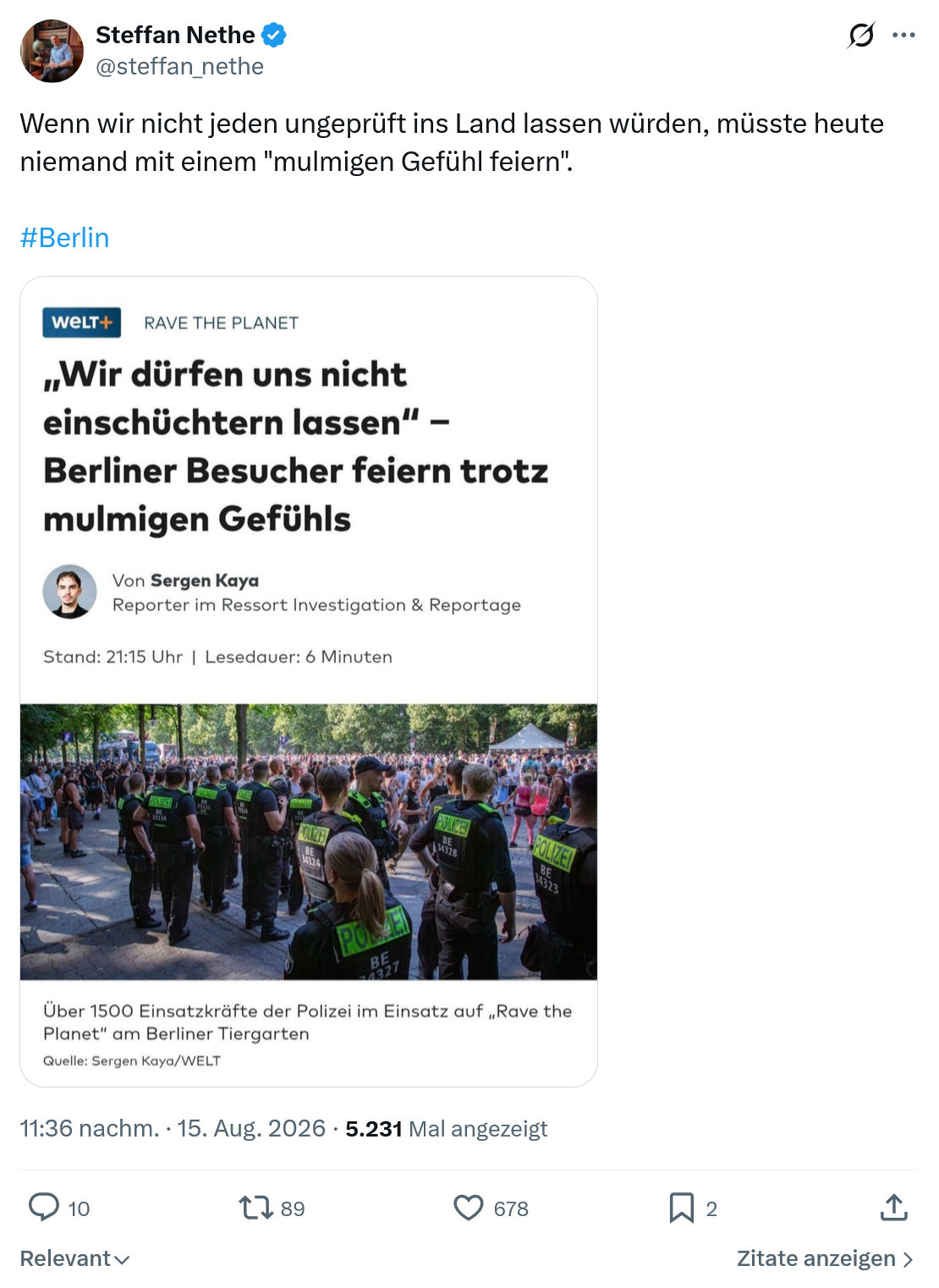Steffan Nethe: Wenn wir nicht jeden ungeprüft...