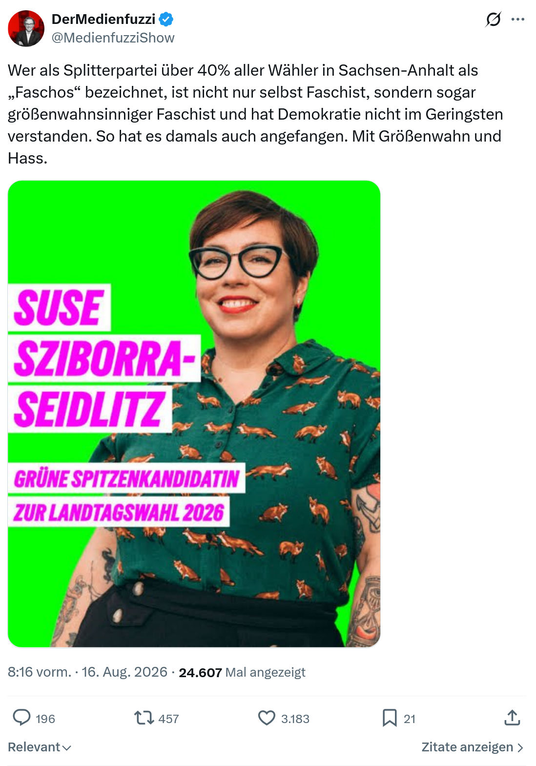 Oliver Brendel: Wer als Splitterpartei über 40%...