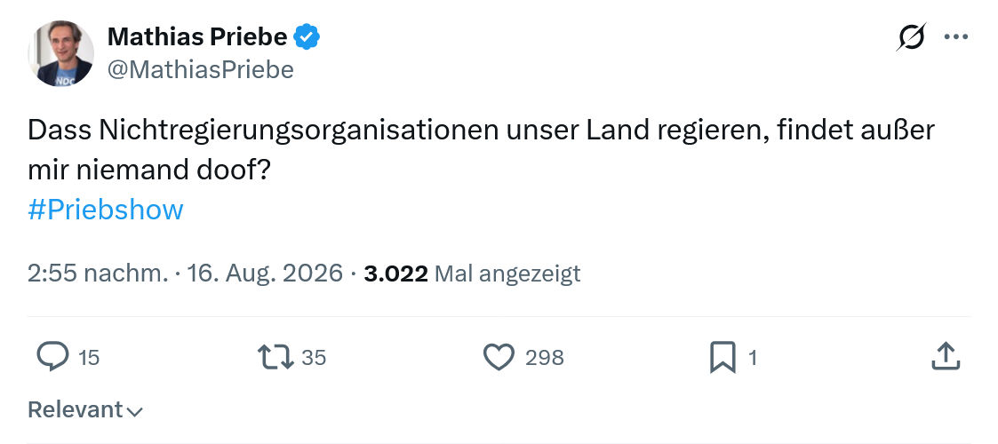 Mathias Priebe: Dass Nichtregierungsorganisationen...