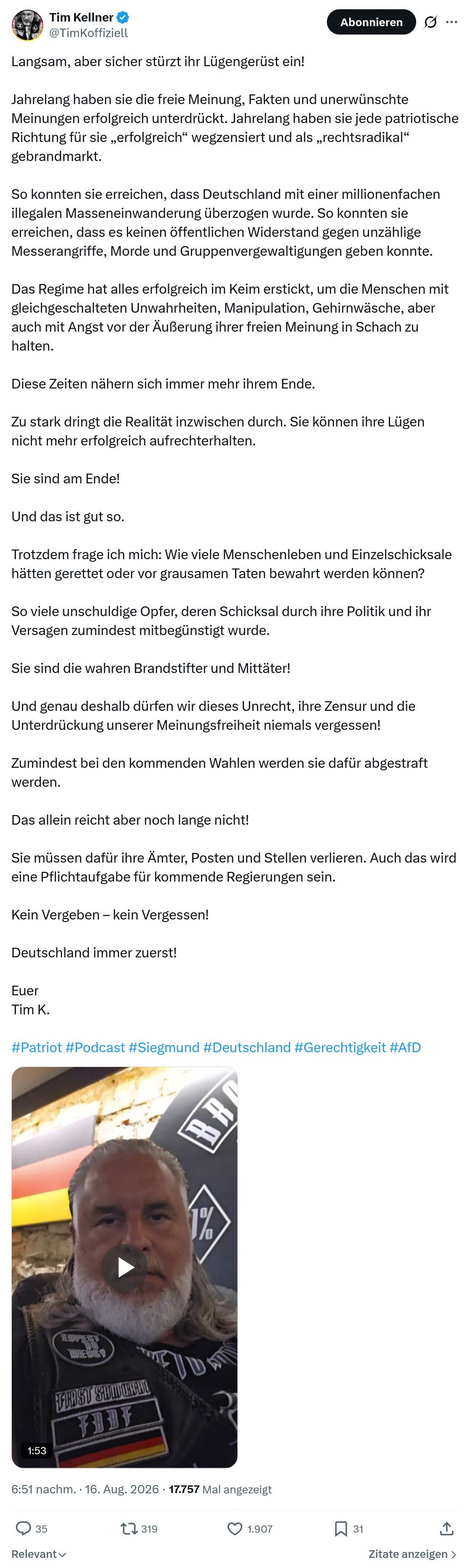Tim Kellner: Langsam, aber sicher stürzt...