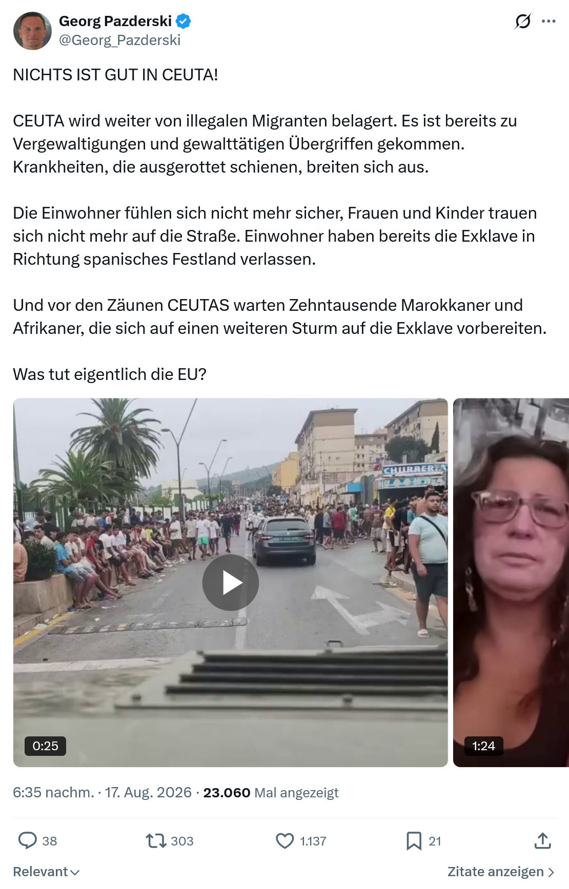 Georg Pazderski: NICHTS IST GUT IN CEUTA...