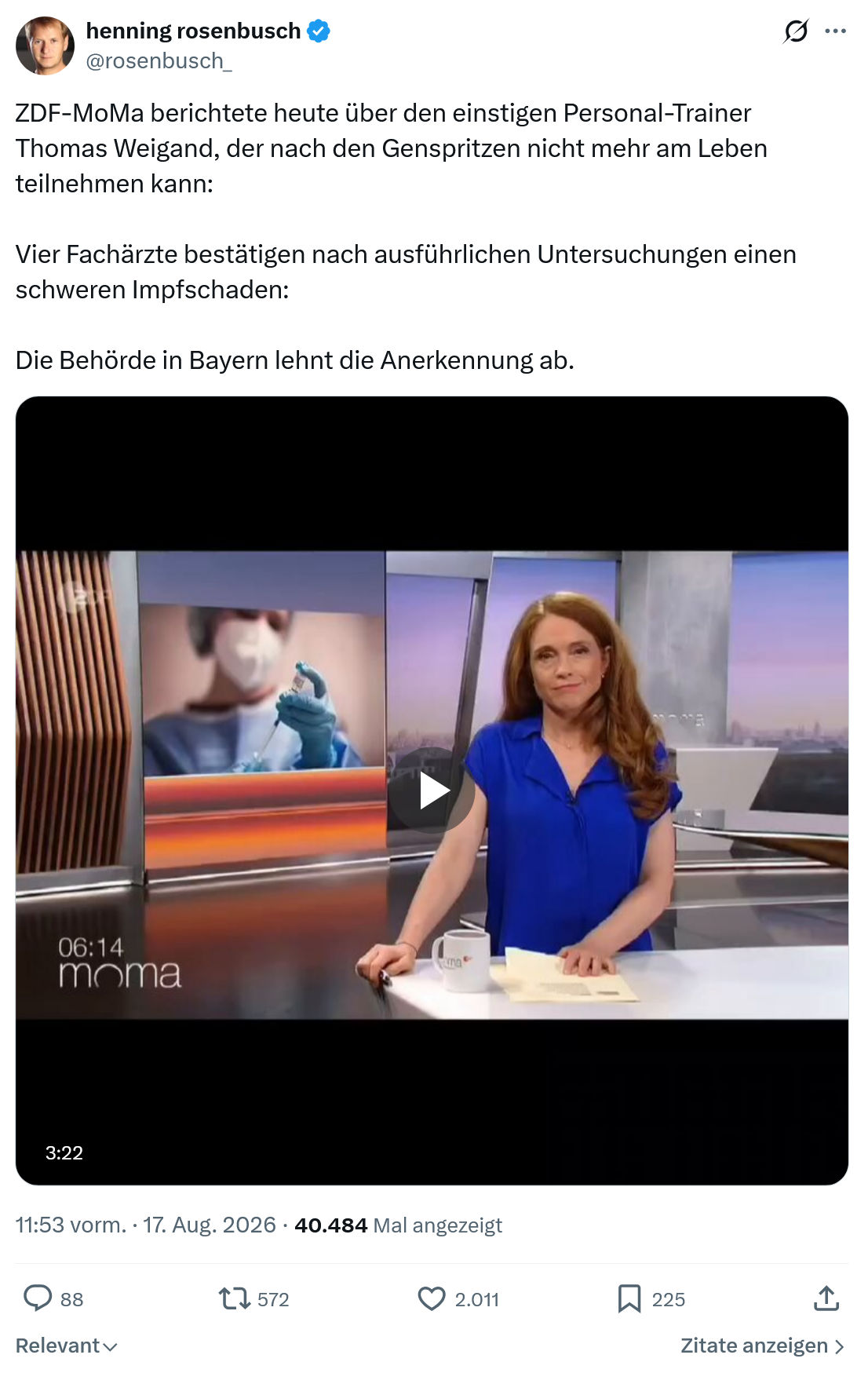 henning rosenbusch: ZDF-MoMa berichtete...