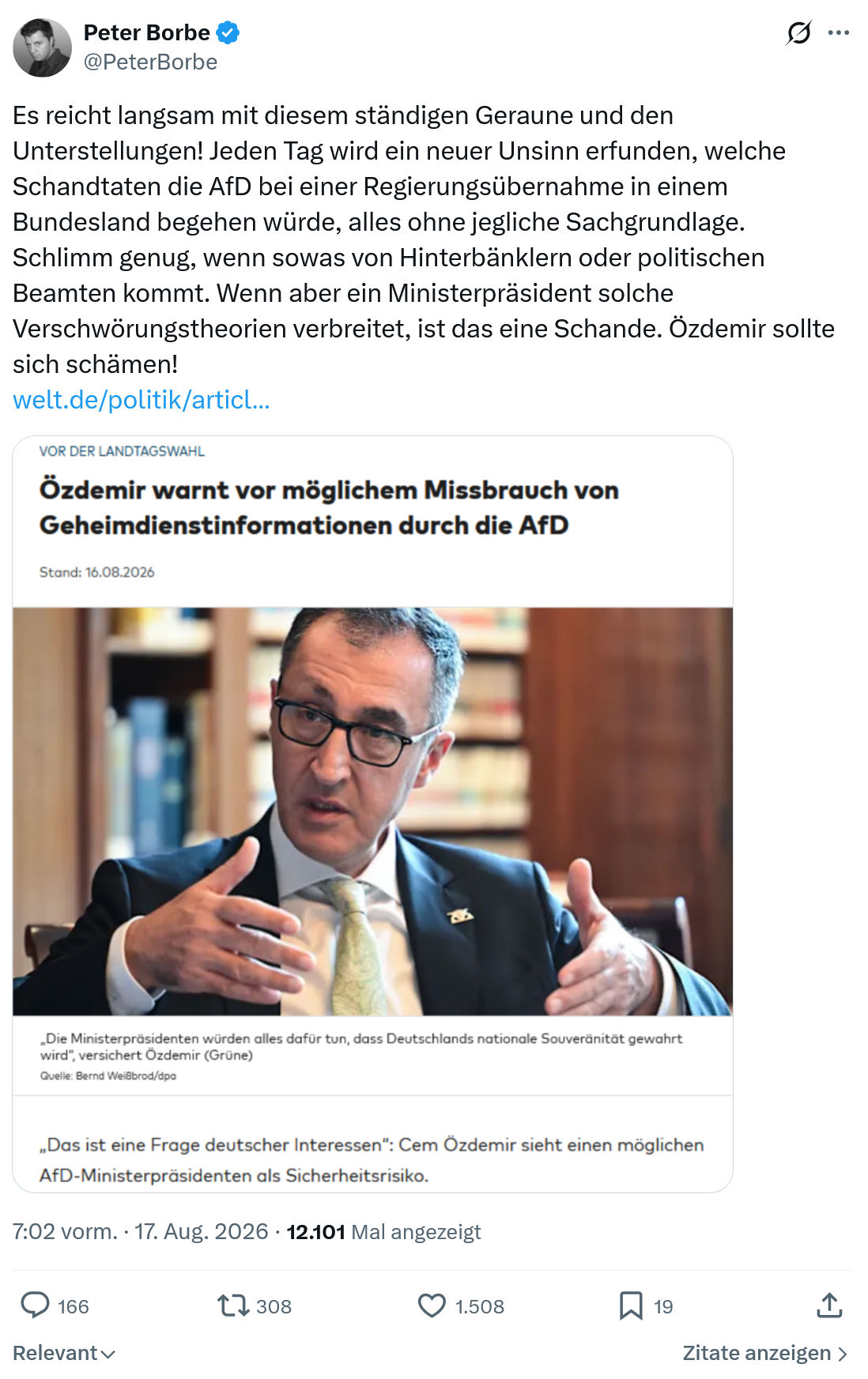 Peter Borbe: Es reicht langsam mit diesem ständigen...
