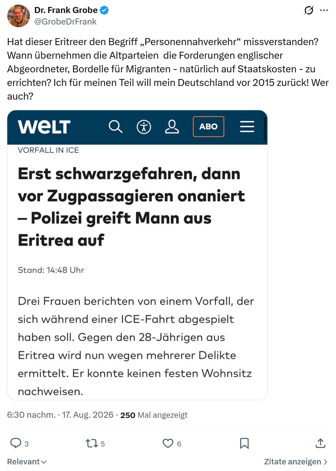Frank Grobe: Hat dieser Eritreer den Begriff...