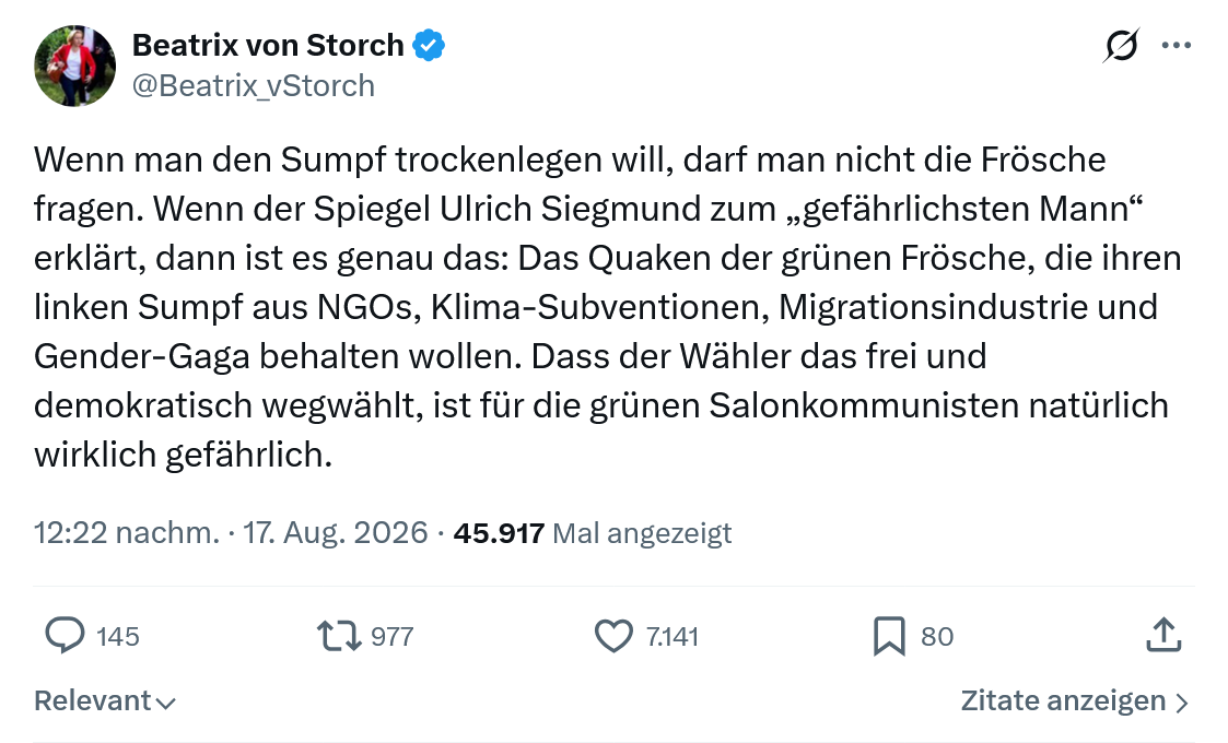 Beatrix von Storch: Wenn man den Sumpf...
