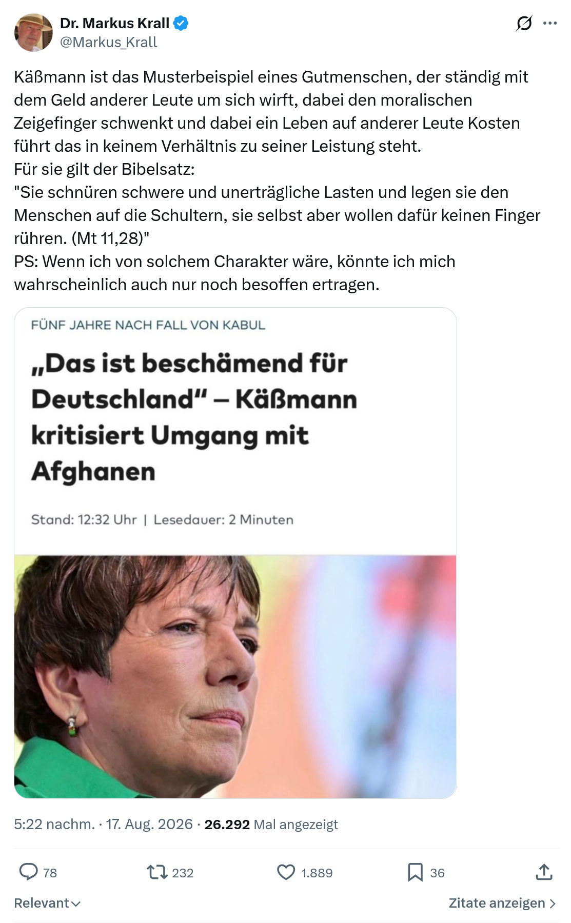 Markus Krall: Käßmann ist das Musterbeispiel...