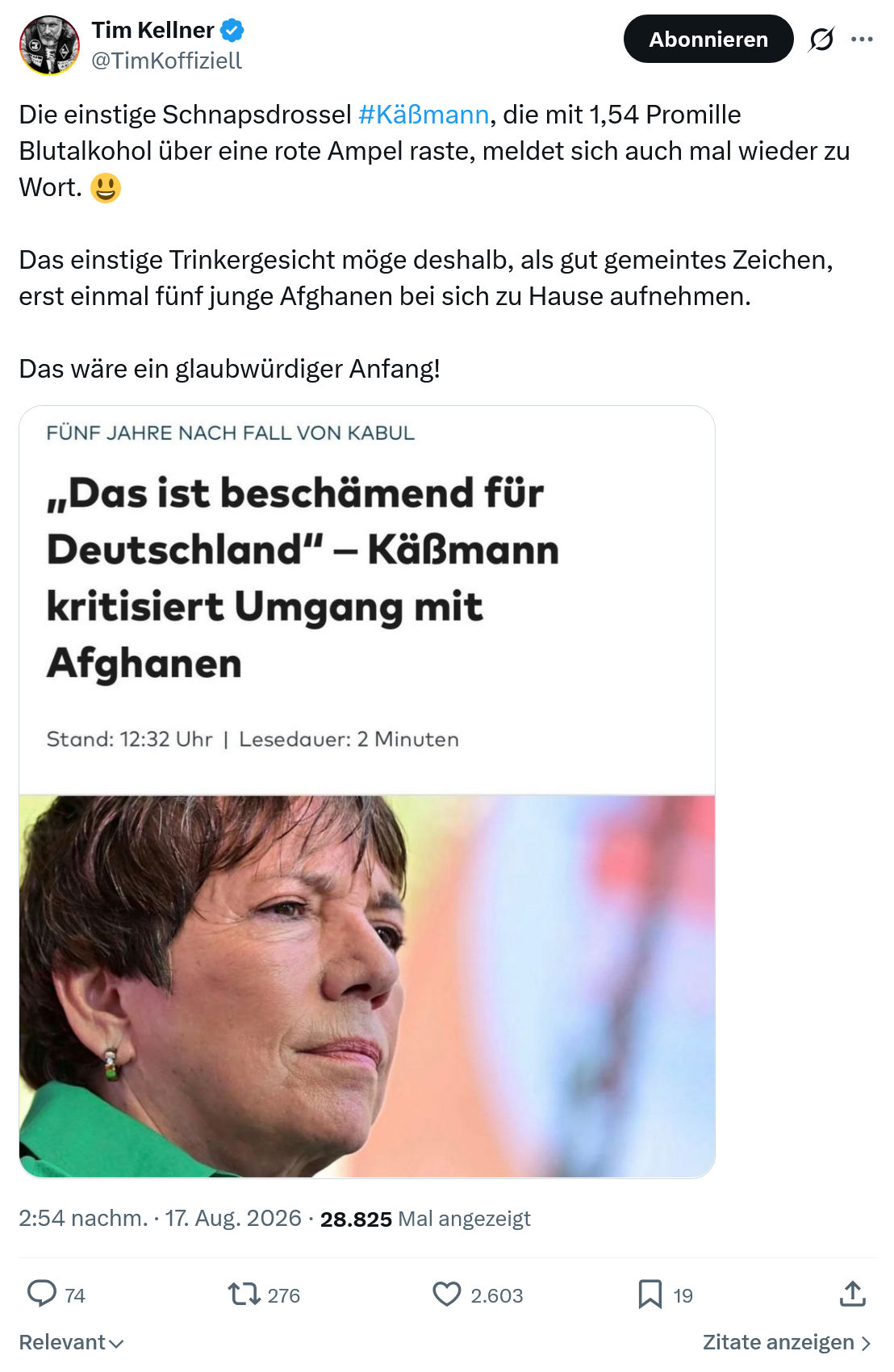 Tim Kellner: Die einstige Schnapsdrossel...