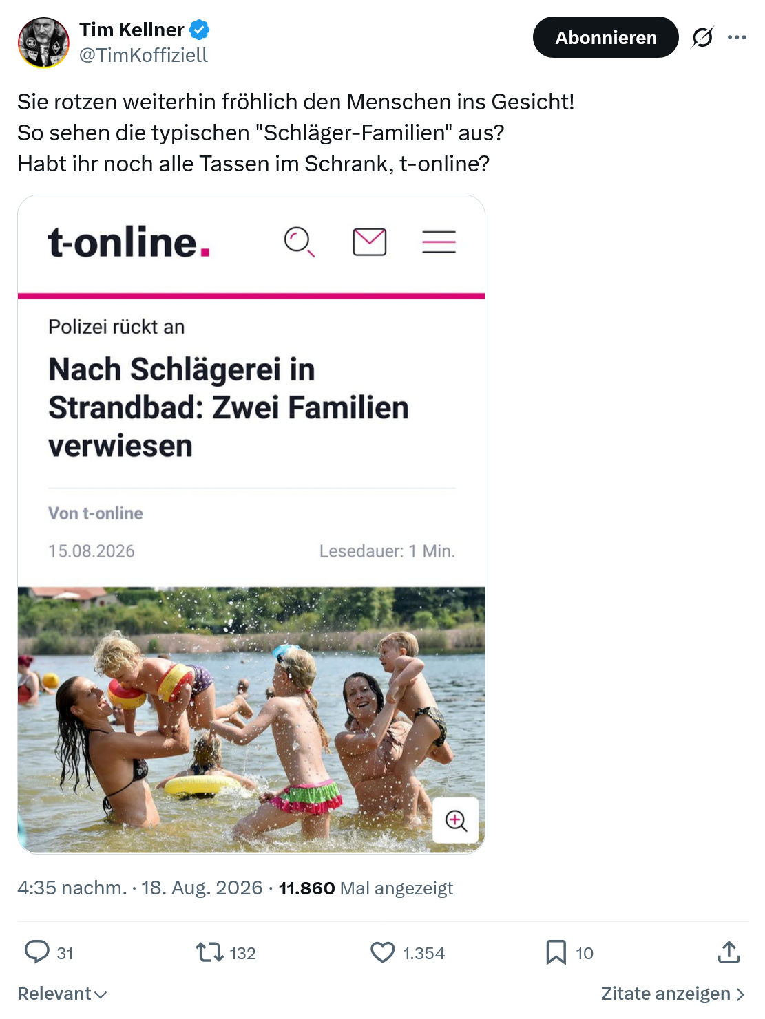 Tim Kellner: Sie rotzen weiterhin fröhlich...