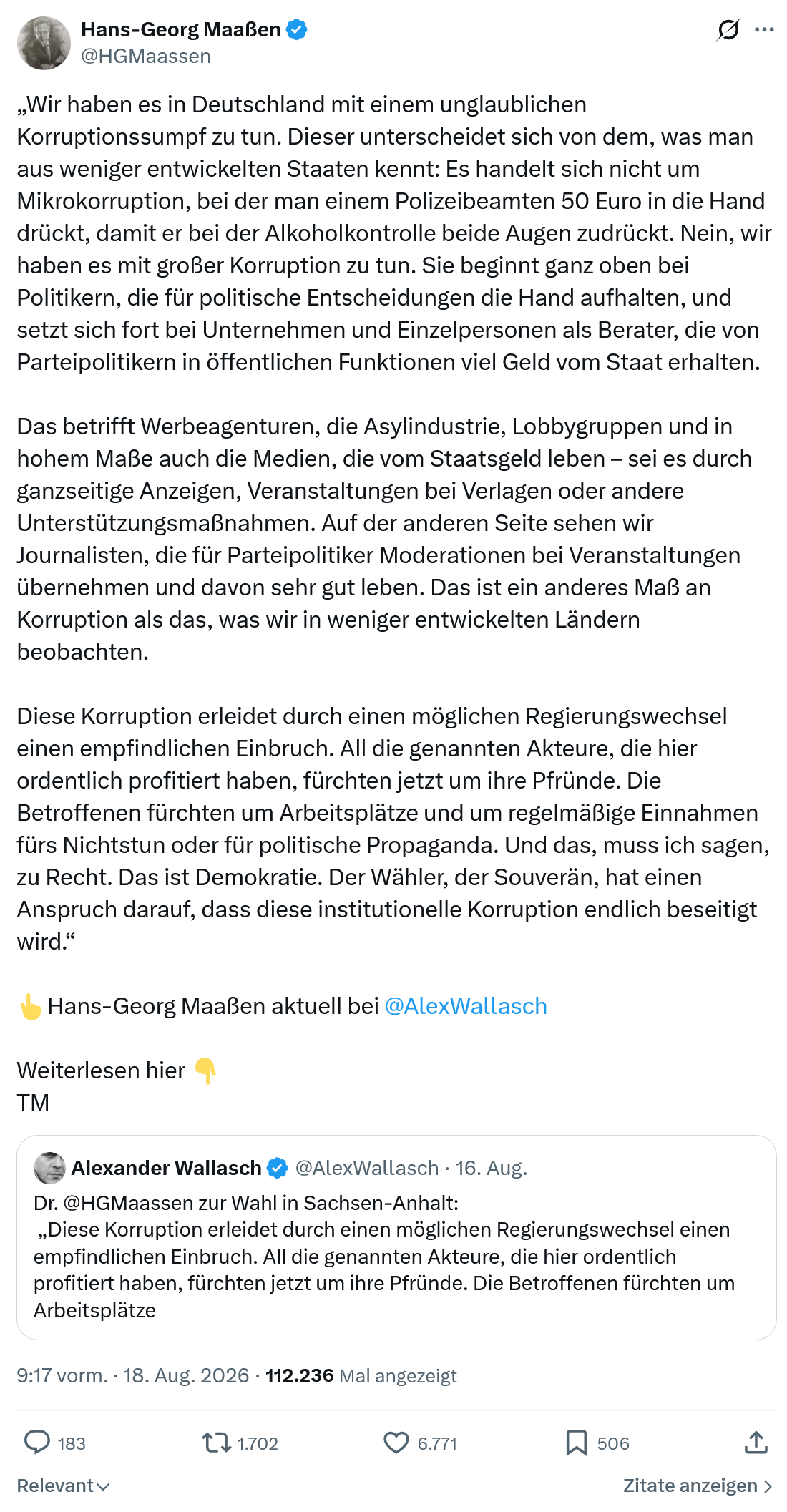 Hans-Georg Maaßen: Wir haben es in Deutschland...